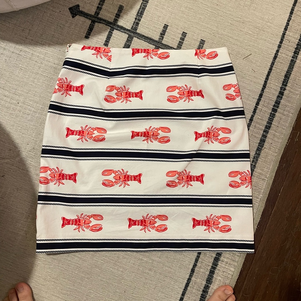 Talbots Women’s Lobster Print Striped Mini Skirt w/ Stretch Fisherman Preppy - Picture 2 of 5